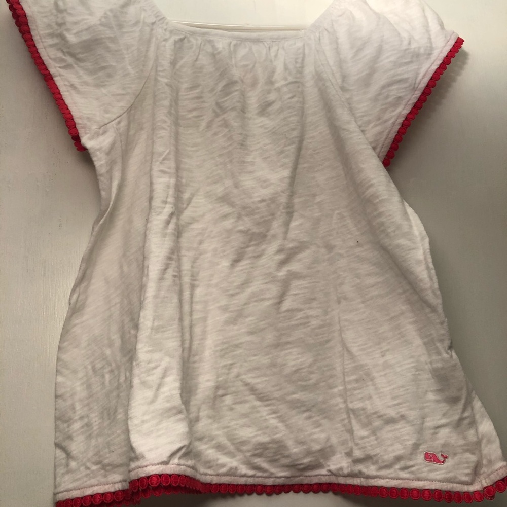 Vineyard Vines White Shirt w/ Pink Trim